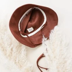 Briar Baby Cotton & Linen Exclusive Linen Sunbonnet - Cinnamon Dust
