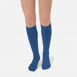 Collegien Adults Adult's Cotton Knee Socks - Blue Sapphire