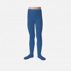 Collegien Babies & Kids Rib Tights - Blue Sapphire Cotton & Linen