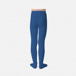 Collegien Babies & Kids Rib Tights - Blue Sapphire Cotton & Linen