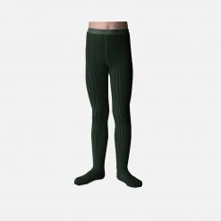 Collegien Cotton & Linen Babies & Kids Rib Tights - Forest Green