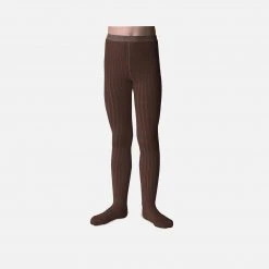 Collegien Babies & Kids Rib Tights - Chocolate Cotton & Linen