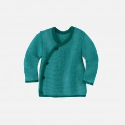 Disana Organic Merino Wool Baby Cardigan - Pacific/Lagoon Tops & Sweaters
