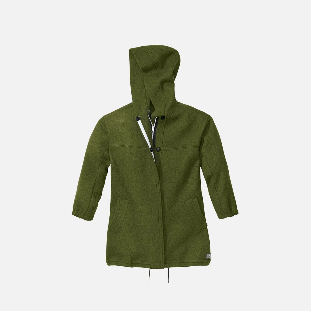 Disana Adults Women’s Organic Boiled Merino Wool Parka Jacket - Olive