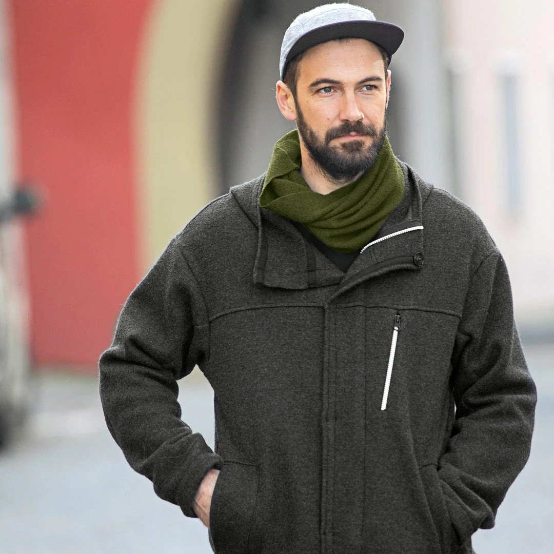 Disana Men’s Organic Boiled Merino Wool Parka Jacket - Anthracite Adults