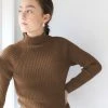 Esencia Women's Alpaca Erica Rib Sweater - Camel Outlet