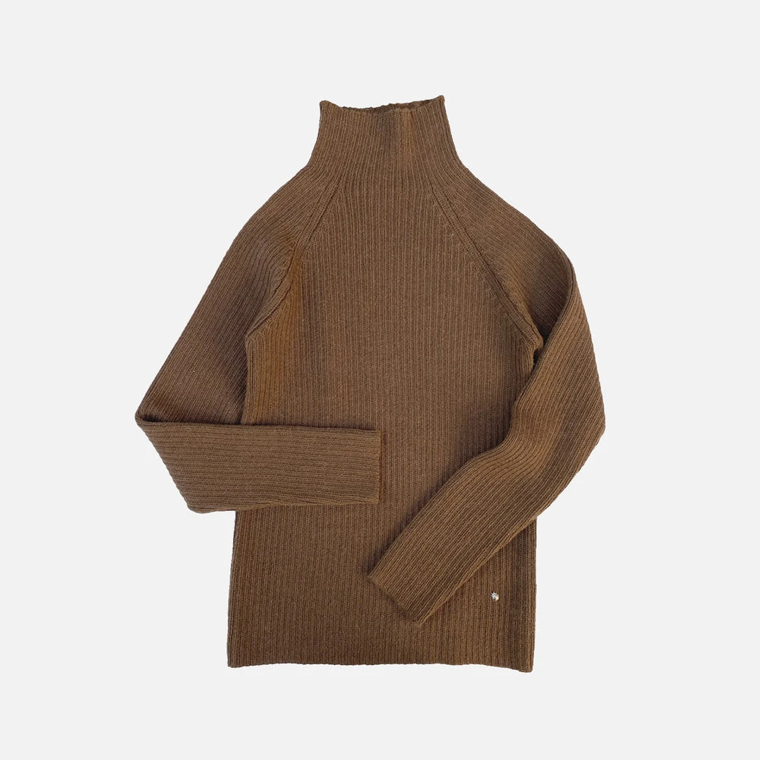 Esencia Women's Alpaca Erica Rib Sweater - Camel Outlet