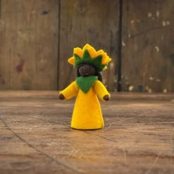 Fairies Handmade Wool Fairy With Flower Headdress - Sunflower - Black Toys