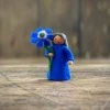 Fairies Handmade Wool Fairy Holding Flower - Bluebottle - Brown
