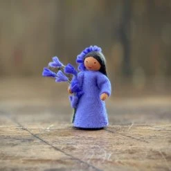 Fairies Handmade Wool Fairy Holding Flower - Lavander - Brown