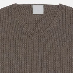 FUB Women’s Merino Wool V-Neck Sweater - Beige Melange Outlet