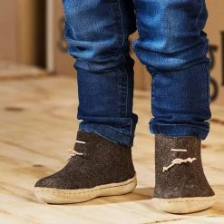 Glerups Felted Wool Toddler Slipper Boot - Brown