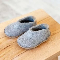 Glerups Shoes Felted Wool Toddler Slipper Shoe - Grey