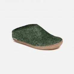 Glerups Adult's Felted Wool Open Heel Slipper - Forest Adults