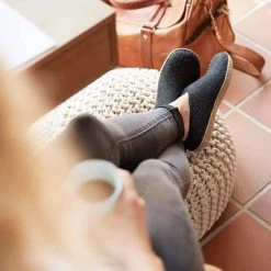 Glerups Adult's Felted Wool Open Heel Slipper - Charcoal Adults