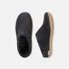 Glerups Adult's Felted Wool Open Heel Slipper - Charcoal Adults