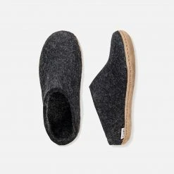 Glerups Adult's Felted Wool Open Heel Slipper - Charcoal Adults