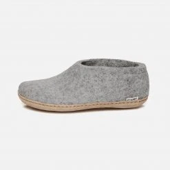 Glerups Adult's Felted Wool Slipper Shoe - Grey Adults