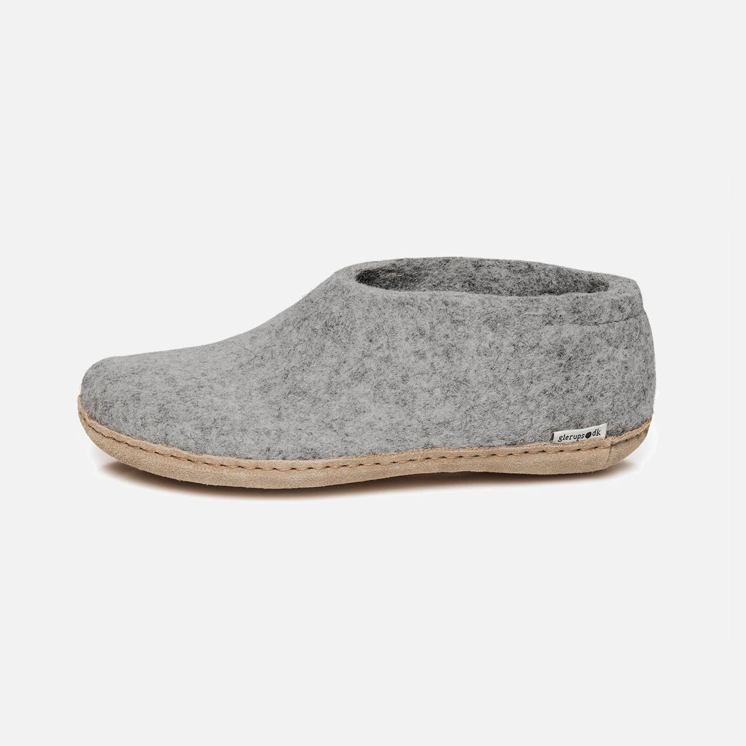 Glerups Adult's Felted Wool Slipper Shoe - Grey Adults