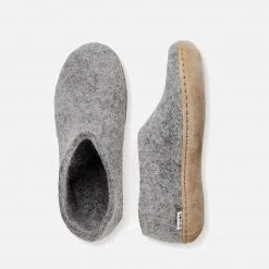 Glerups Adult's Felted Wool Slipper Shoe - Grey Adults