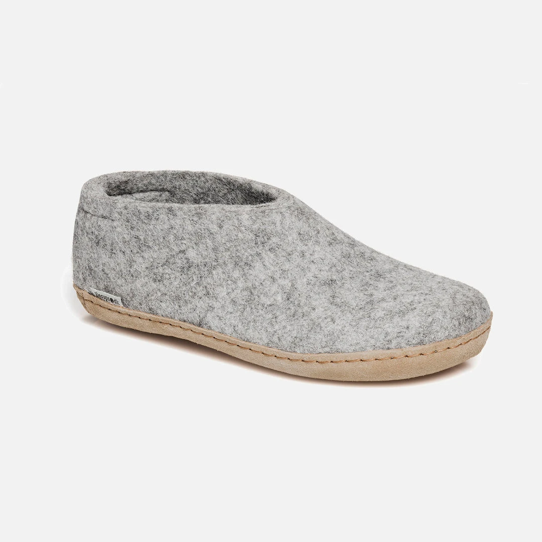 Glerups Adult's Felted Wool Slipper Shoe - Grey Adults