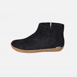 Glerups Adult's Felted Wool Slipper Boot With Rubber Sole - Charcoal