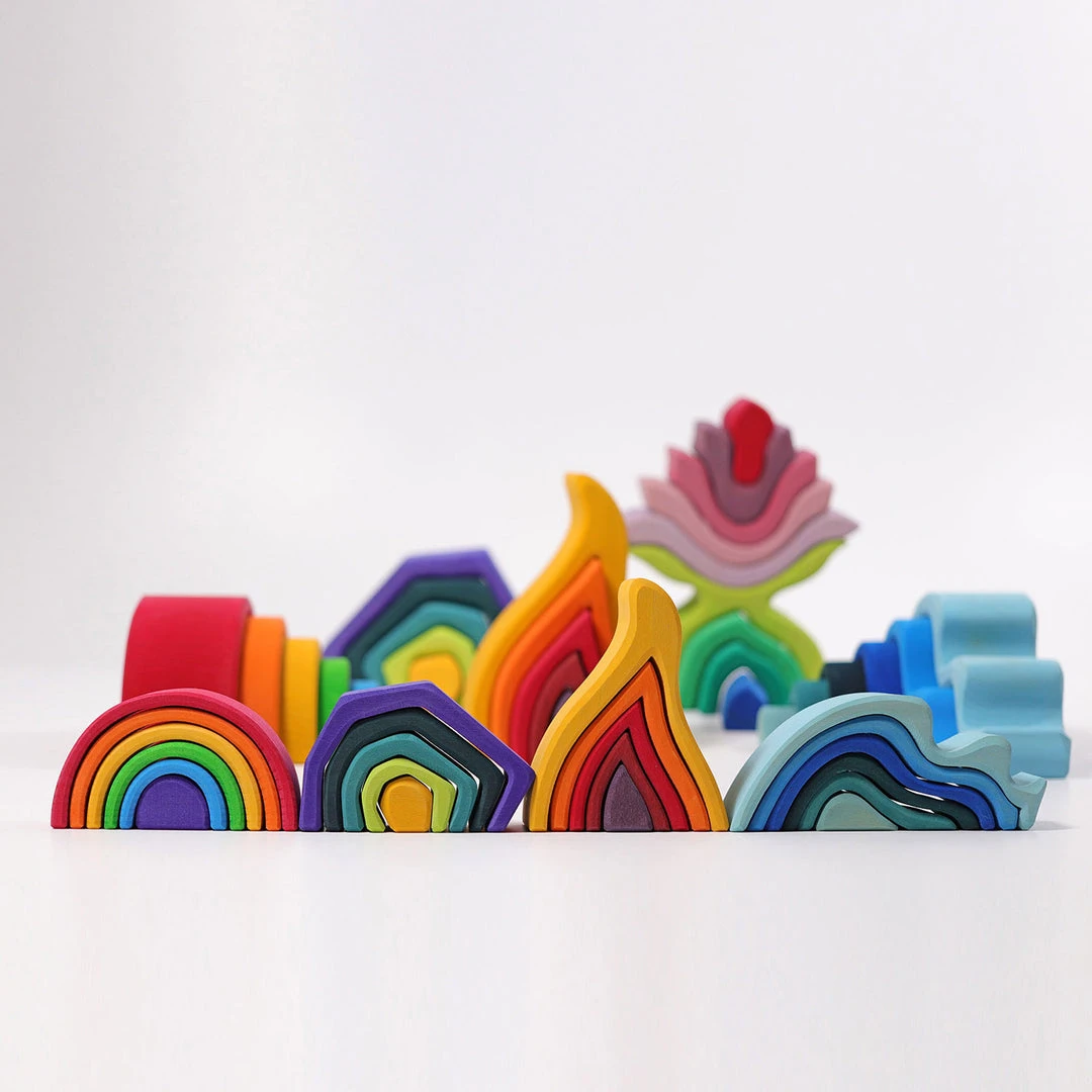Grimms 6 Piece Wooden Rainbow - Colourful Toys