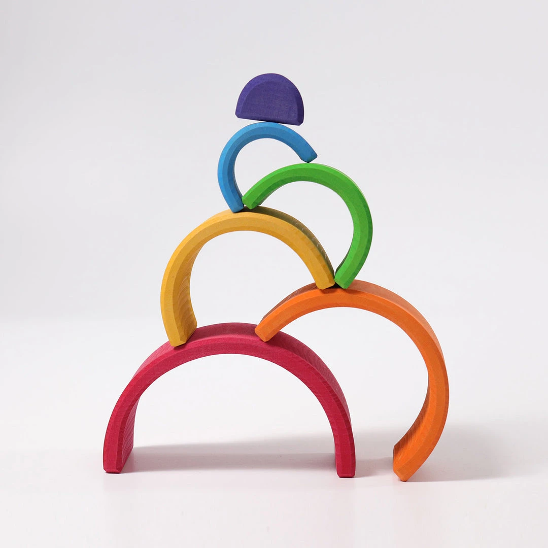 Grimms 6 Piece Wooden Rainbow - Colourful Toys