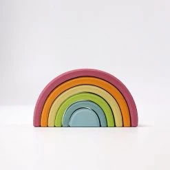Grimms 6 Piece Wooden Rainbow - Pastel Toys