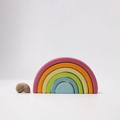 Grimms 6 Piece Wooden Rainbow - Pastel Toys