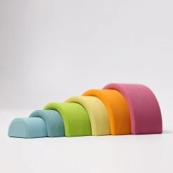 Grimms 6 Piece Wooden Rainbow - Pastel Toys
