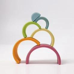 Grimms 6 Piece Wooden Rainbow - Pastel Toys