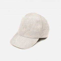 Huttelihut Linen Cap - Camel Stripe Cotton & Linen