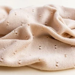 Hvid Merino Wool Bibi Pointelle Blanket/Swaddle - Oat Baby Gifts
