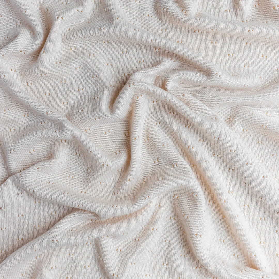 Hvid Merino Wool Bibi Pointelle Blanket/Swaddle - Off White Baby Sleep & Blankets