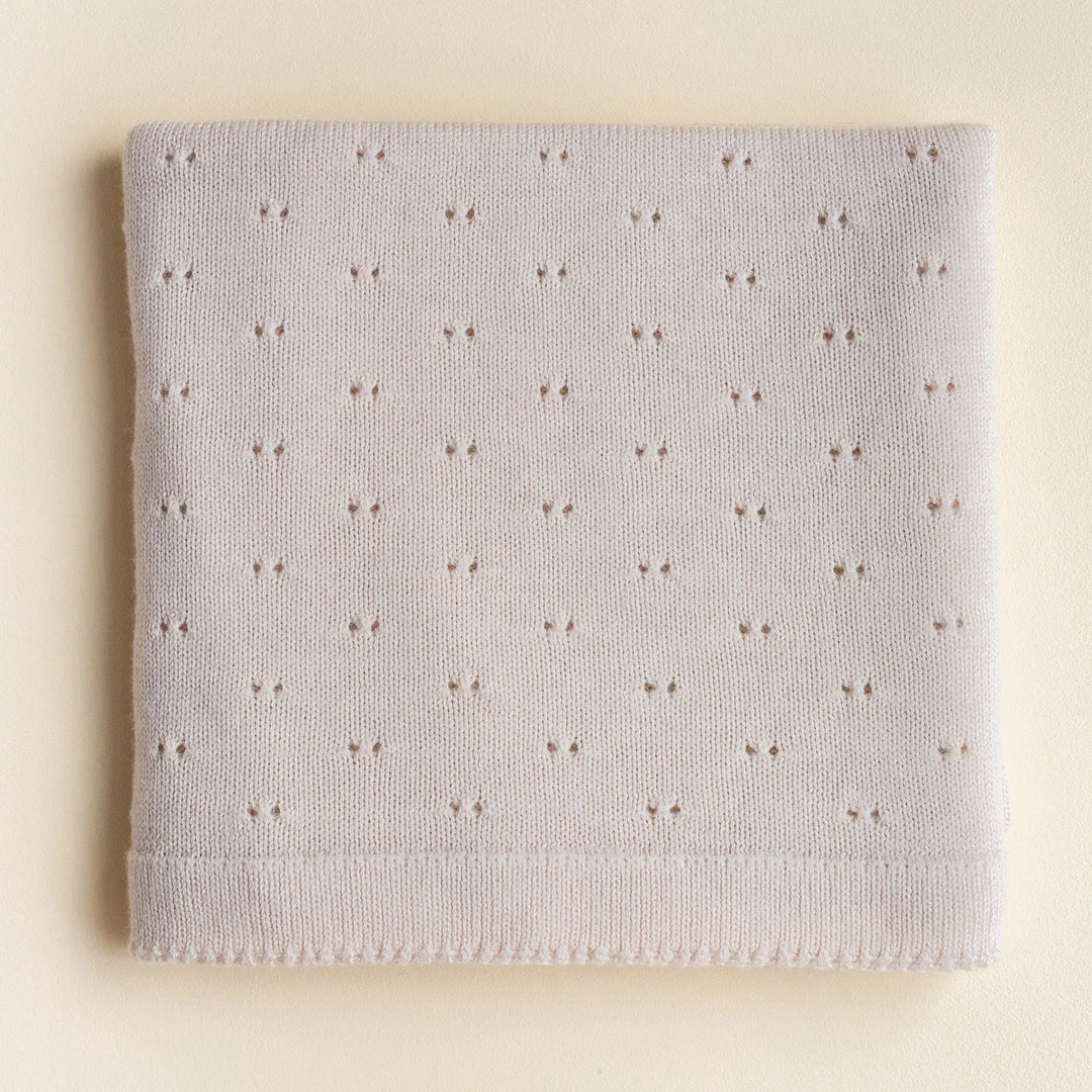 Hvid Merino Wool Bibi Pointelle Blanket/Swaddle - Off White Baby Sleep & Blankets