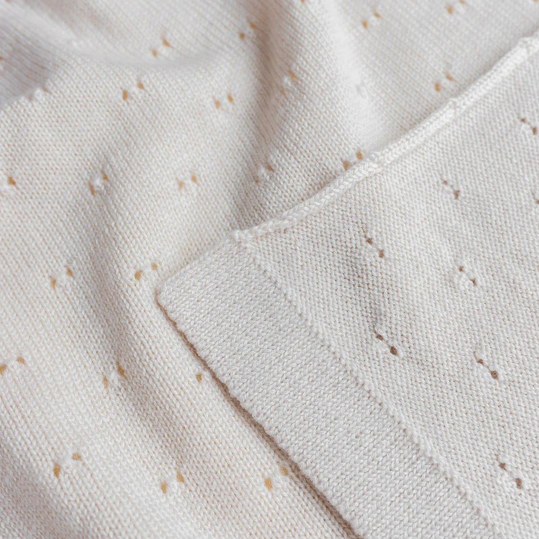 Hvid Merino Wool Bibi Pointelle Blanket/Swaddle - Off White Baby Sleep & Blankets
