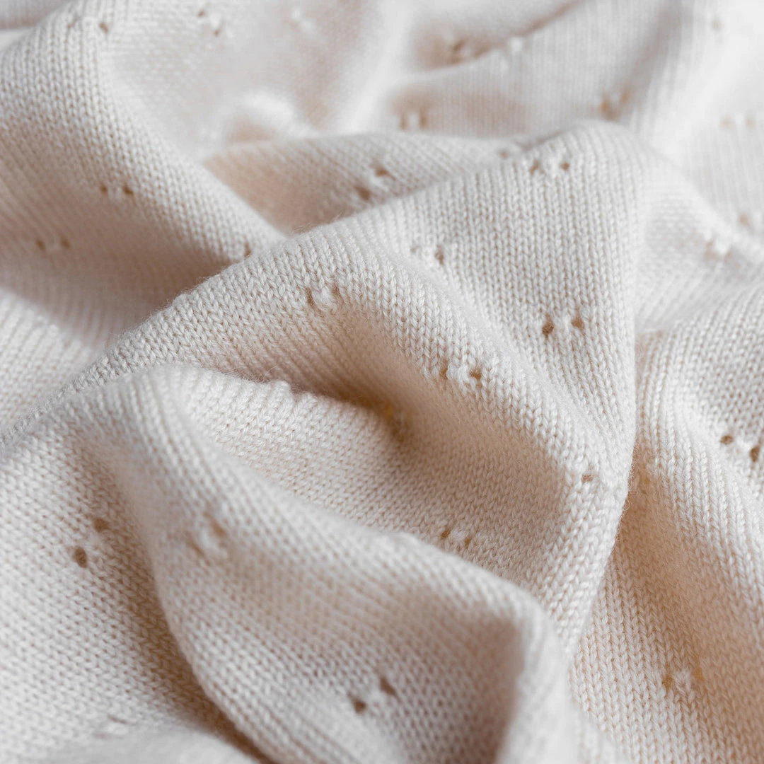 Hvid Merino Wool Bibi Pointelle Blanket/Swaddle - Off White Baby Sleep & Blankets