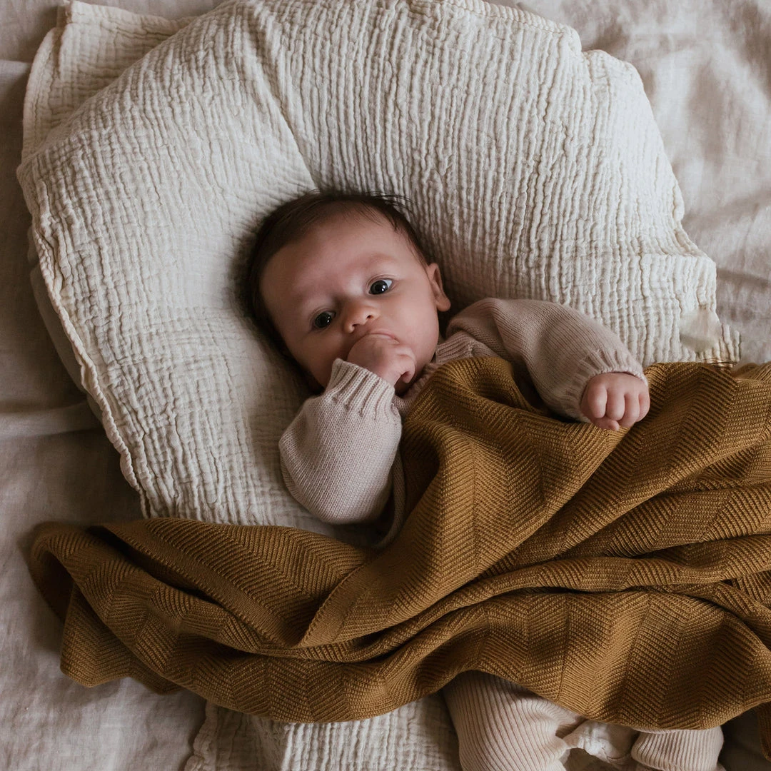 Hvid Merino Wool Freddie Blanket/Swaddle - Ochre Baby Sleep & Blankets
