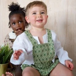 Kamso Baby Wax Cotton Anwuli Romper - Forest Fawn Cotton & Linen