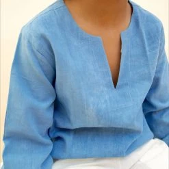 Kamso Cotton & Linen Cotton Mali Shirt - Light Indigo