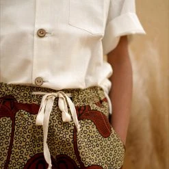 Kamso Cotton & Linen Wax Cotton Remi Trousers - Hazel Sprout