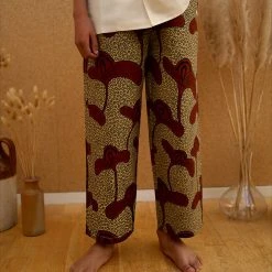 Kamso Cotton & Linen Wax Cotton Remi Trousers - Hazel Sprout