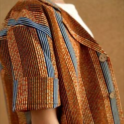 Kamso Wax Cotton Temi Shirt - Golden Stripe Cotton & Linen