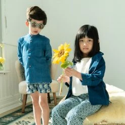 Kamso Cotton Malam Shirt - Mid Indigo