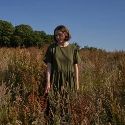 Kate Sheridan SALE Women's Cotton Summer Flow Dress - Olive Seersucker