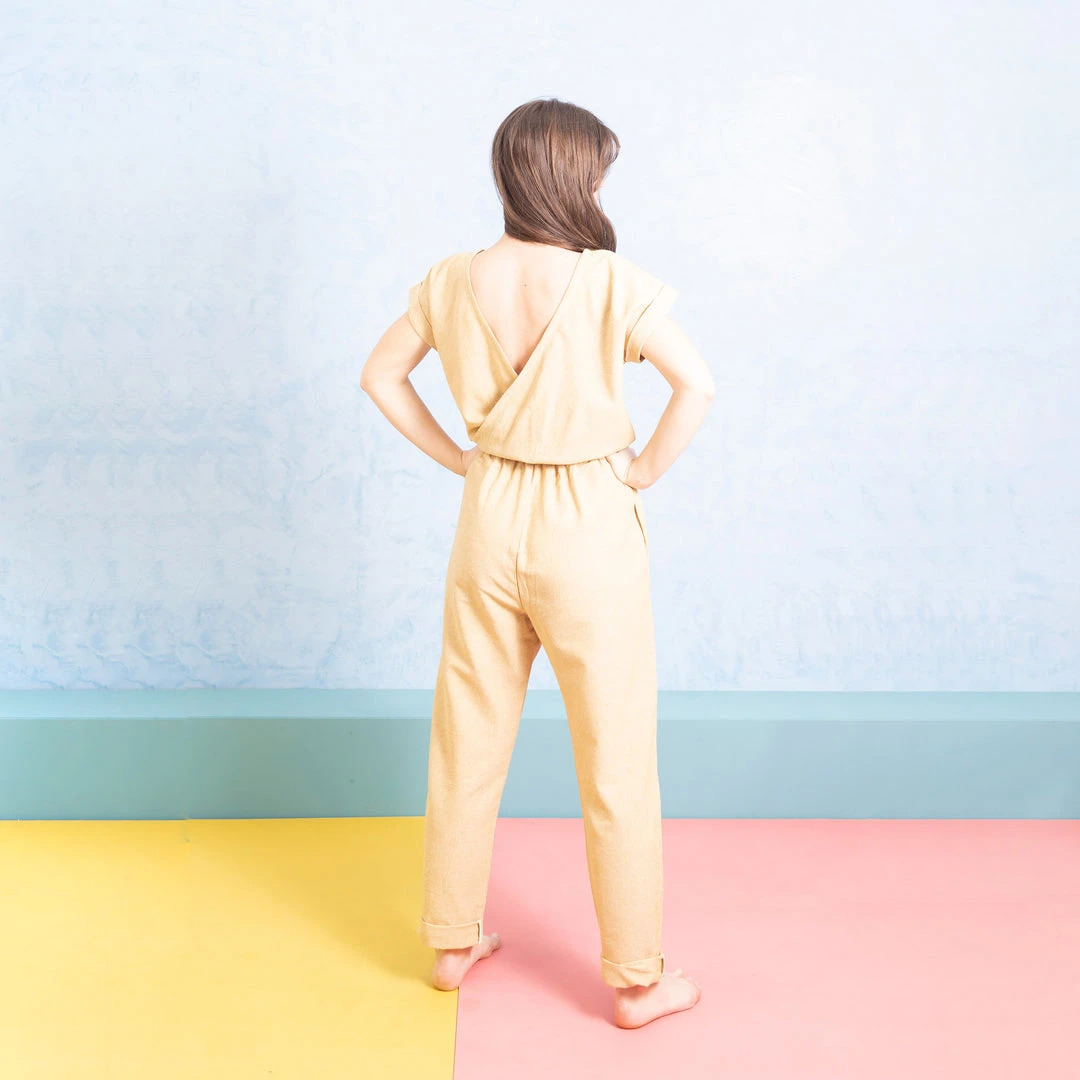 Ketiketa SALE Women's Hand Woven Cotton Adéle Jumpsuit - Mustard