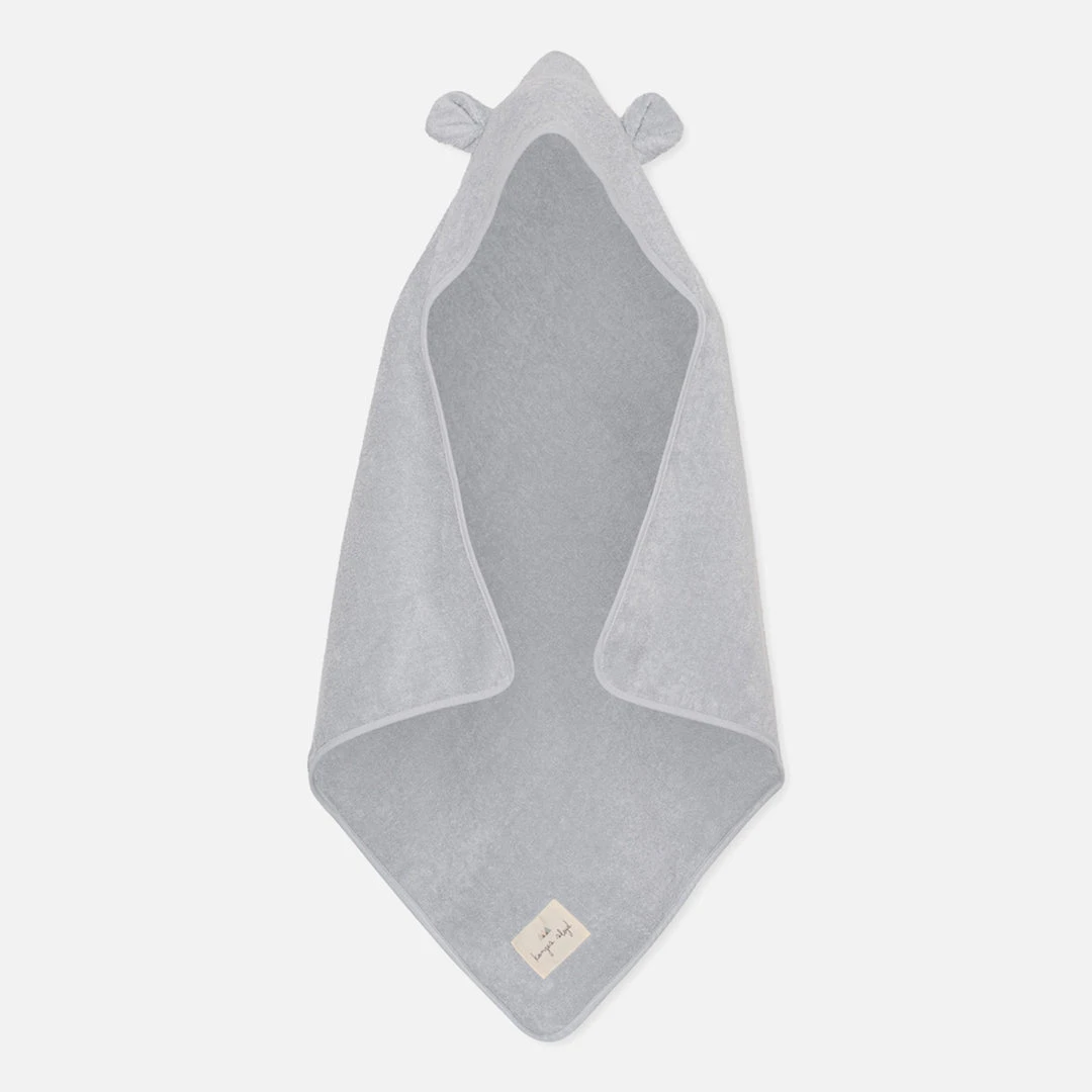 Konges Sløjd Organic Cotton Hooded Baby Terry Towel - Dusty Blue