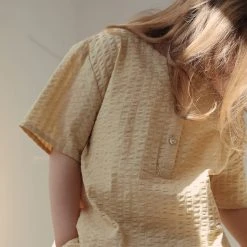 Konges Sløjd Cotton Seersucker Ace Shirt - Reed Yellow