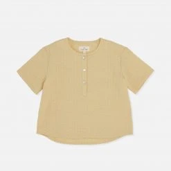 Konges Sløjd Cotton Seersucker Ace Shirt - Reed Yellow
